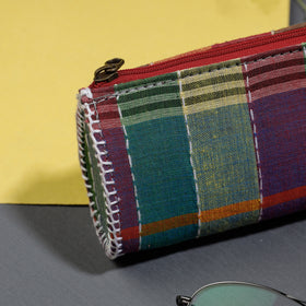 Multicolor Gamcha Fabric Hand Embroidered Spectacle Case