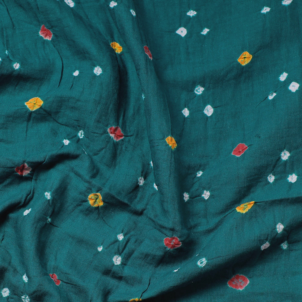 Green - Kutch Bandhani Tie-Dye Soft Cotton Precut Fabric