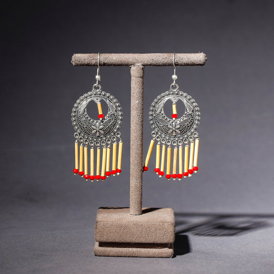 Handcrafted German Silver Earrings with Bamboo Latkans