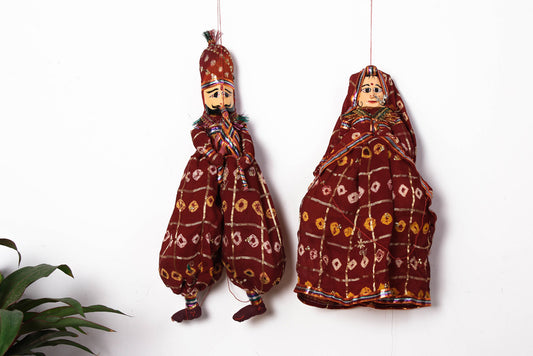 Rajasthani Dancing Couple Handmade Puppet / Kathputli