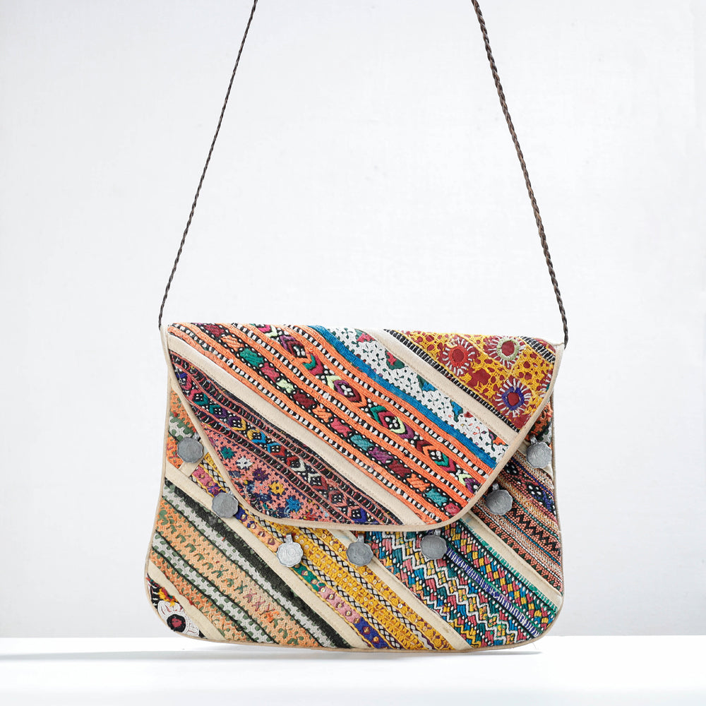 Multicolor - Banjara Vintage Embroidery Coin Work Sling Bag