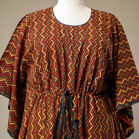  Ajrakh Hand Block Printed Cotton Kaftan with Tie-Up Waist (Long) l iTokri.com