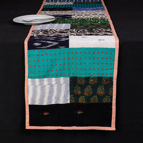 Multicolor Block Printed Patchwork Cotton Table Runner 