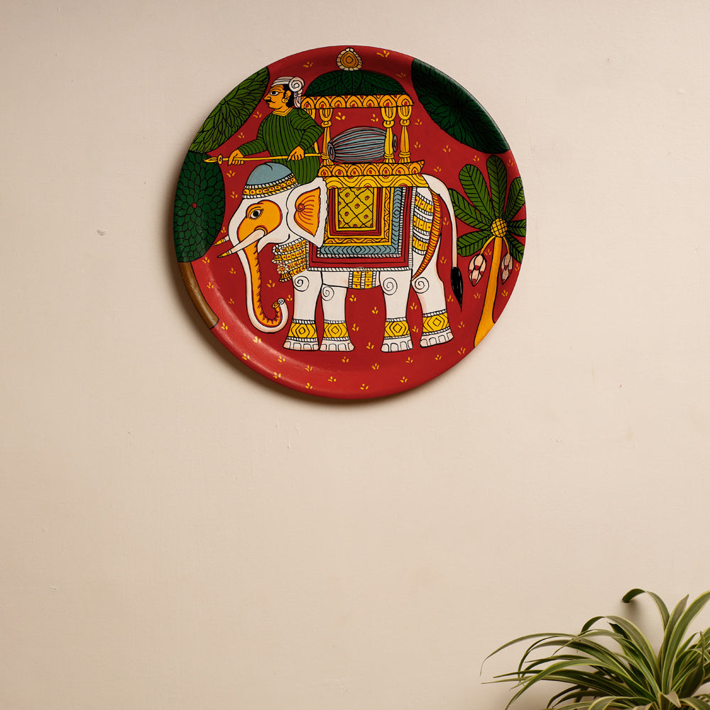 Cheriyal Handpainted Wooden Wall Frame by Dhanalakota Sai Kiran (12 x 12 in)