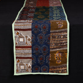 Multicolor Block Printed Patchwork Cotton Table Runner