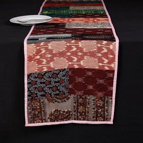 Multicolor Block Printed Patchwork Cotton Table Runner