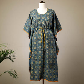 Buy Ajrakh Hand Block Printed Cotton Kaftan with Tie-Up Waist (Long) l iTokri.com