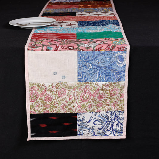 Block Printed Patchwork Cotton Table Runner (61 x 14 in)