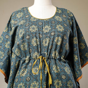 Buy Ajrakh Hand Block Printed Cotton Kaftan with Tie-Up Waist (Long) l iTokri.com