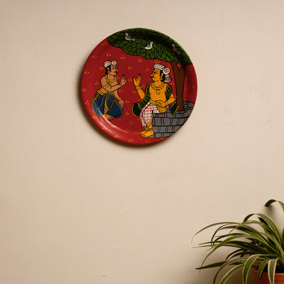Cheriyal Handpainted Wooden Wall Frame by Dhanalakota Sai Kiran (8 x 8 in)