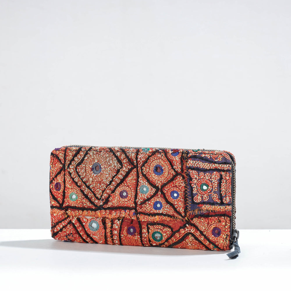 HAND EMBROIDERED AND MIRROR WORK POUCH FOR LADIES