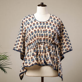 Buy Ajrakh Hand Block Printed Cotton Kaftan with Tie-Up Waist (Short) l iTokri.com