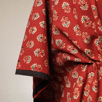 Red - Ajrakh Hand Block Printed Cotton Kaftan with Tie-Up Waist (Short)