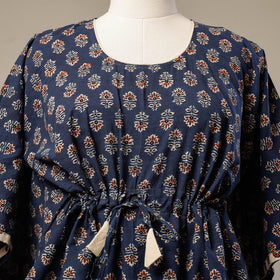 Buy Ajrakh Hand Block Printed Cotton Kaftan with Tie-Up Waist (Short) l iTokri.com