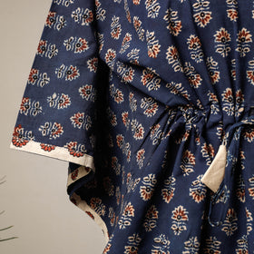 Buy Ajrakh Hand Block Printed Cotton Kaftan with Tie-Up Waist (Short) l iTokri.com