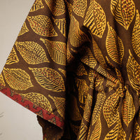 Brown - Ajrakh Hand Block Printed Cotton Kaftan with Tie-Up Waist (Short)