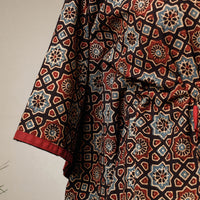 Multicolor - Ajrakh Hand Block Printed Cotton Kaftan with Tie-Up Waist (Short)