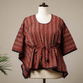Buy Ajrakh Hand Block Printed Cotton Kaftan with Tie-Up Waist (Short) l iTokri.com