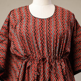Buy Ajrakh Hand Block Printed Cotton Kaftan with Tie-Up Waist (Short) l iTokri.com