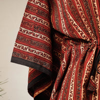 Red - Ajrakh Hand Block Printed Cotton Kaftan with Tie-Up Waist (Short)