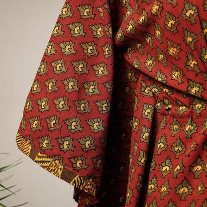 Red - Ajrakh Hand Block Printed Cotton Kaftan with Tie-Up Waist (Short)