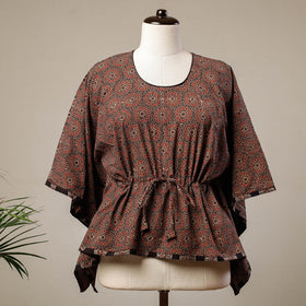 Buy Ajrakh Hand Block Printed Cotton Kaftan with Tie-Up Waist (Short) l iTokri.com