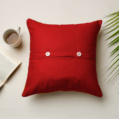 Red - Applique Quilted Cushion Cover (15 x 15 in)