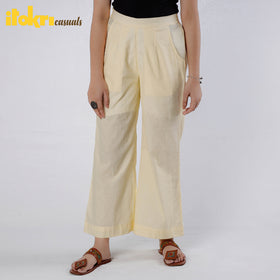  Beige Running Stitch Cotton Palazzo by iTokri Casuals