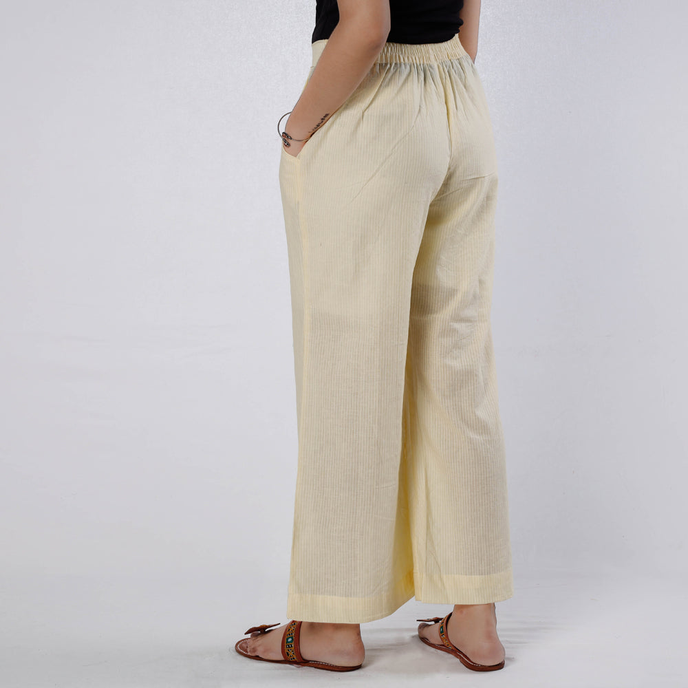  Beige Running Stitch Cotton Palazzo by iTokri Casuals