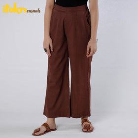 Brown running stitch cotton palazzo by itokri casuals