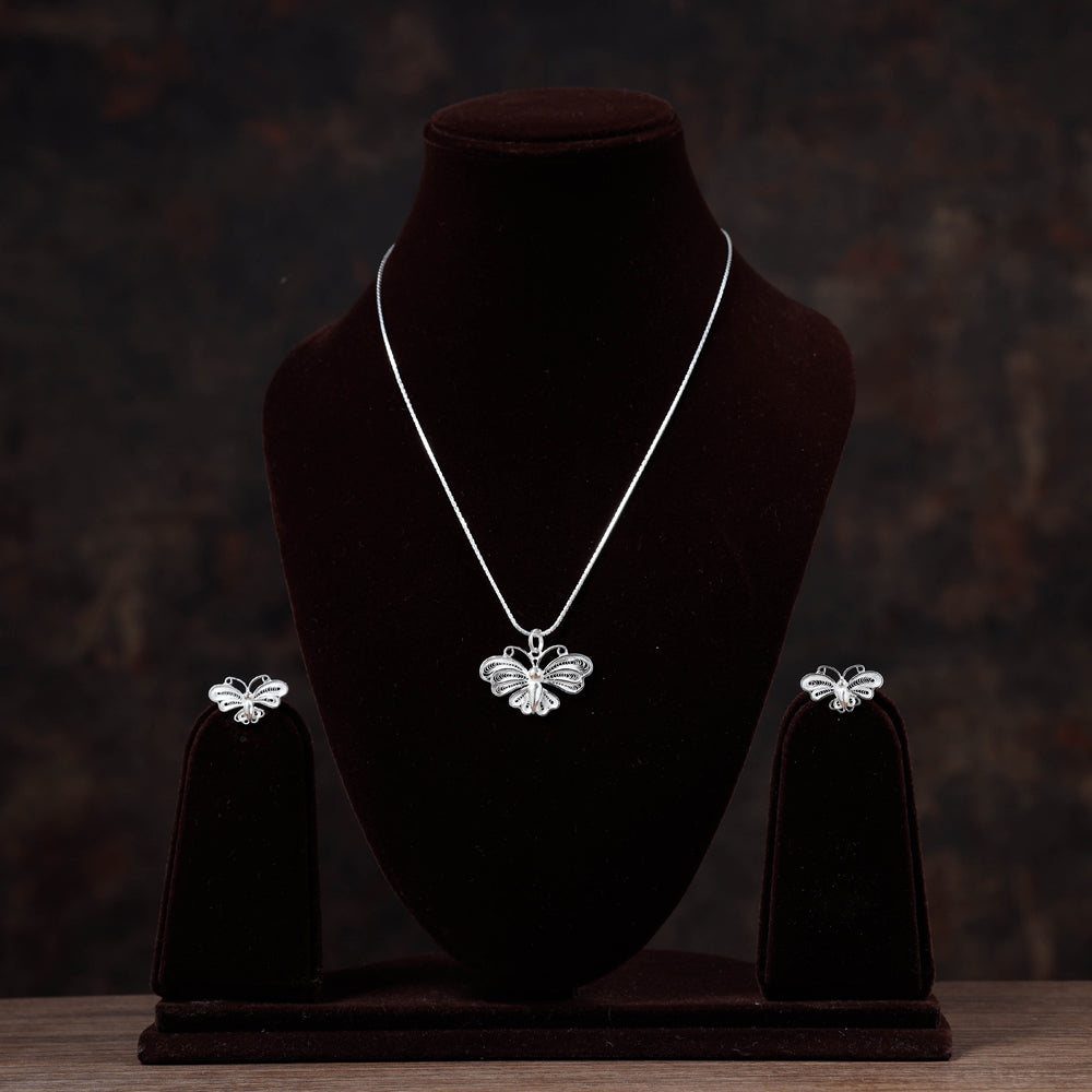 filigree silver necklace set