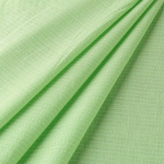 Lime Green Prewashed Running Stitch Cotton Fabric