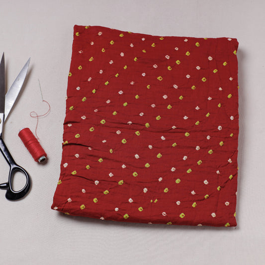Red - Kutch Bandhani Tie-Dye Soft Cotton Precut Fabric (1.6 meter)