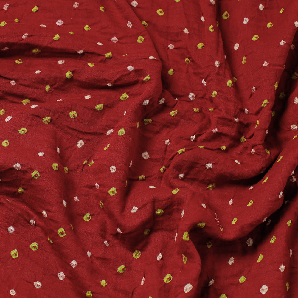 Red - Kutch Bandhani Tie-Dye Soft Cotton Precut Fabric (1.6 meter)