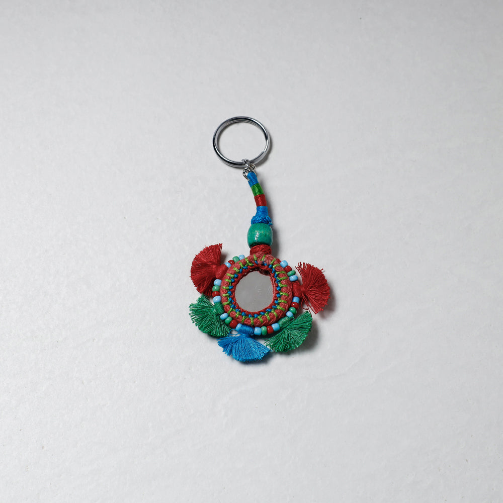 Handmade Mirror & Threadwork Keychain by Kailash Patwa