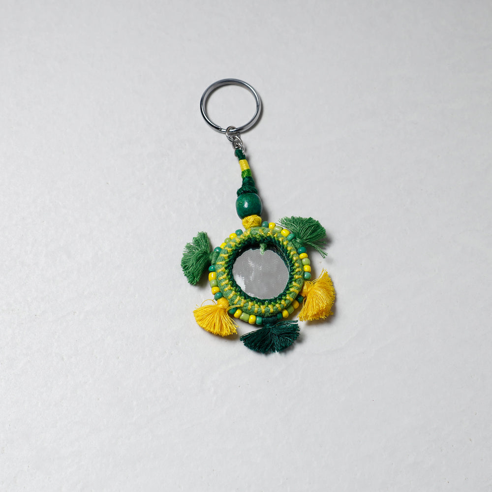 Handmade Mirror & Threadwork Keychain by Kailash Patwa