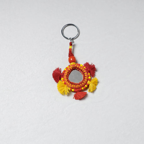 Handmade Mirror & Threadwork Keychain by Kailash Patwa