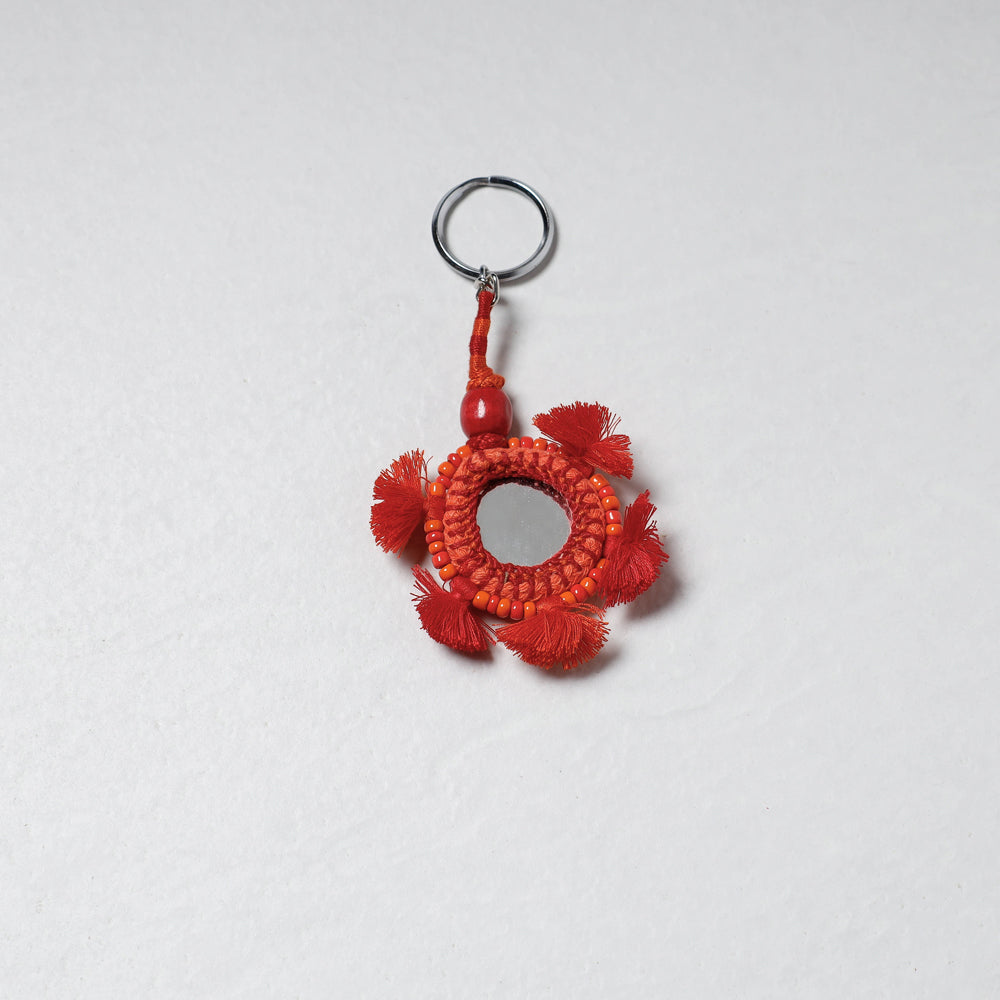 Handmade Mirror & Threadwork Keychain by Kailash Patwa