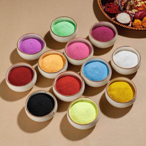 Festival Floor Decor Rangoli Colours - Set of 12 (50 gms, each)