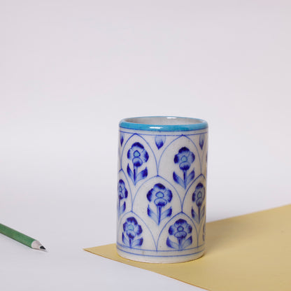 Original Blue Pottery Ceramic Pen Stand (2.5 x 2.5 in)