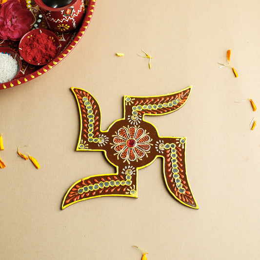Traditional Handpainted Wooden Swastik
