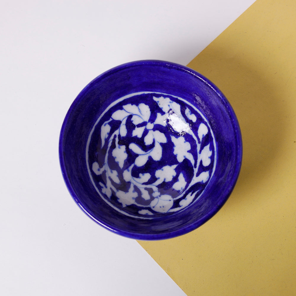 Original Blue Pottery Ceramic Bowl (5 x 5 in)