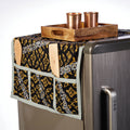 Black Hand Batik Print Cotton Fridge Top Cover with Pockets