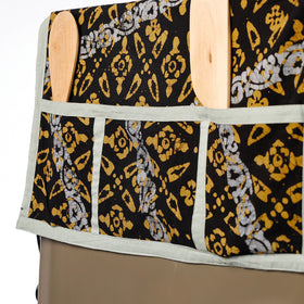Black Hand Batik Print Cotton Fridge Top Cover with Pockets