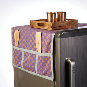 Purple Handmade Cotton Fridge Top Cover with Multiple Pockets