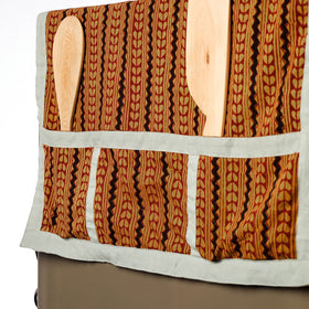 Brown Handmade Cotton Fridge Top Cover with Multiple Pockets