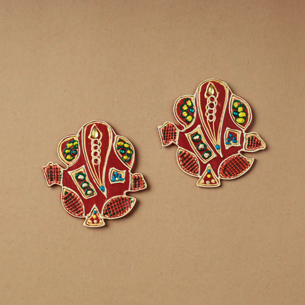 Traditional Handpainted Wooden Ganesha (Set of 2)