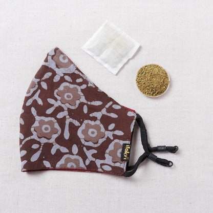 Herb Pocket Batik Printed Cotton 3 Layer Snug Fit Face Cover