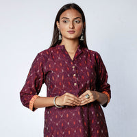 Tyrian Purple Pochampally Ikat Weave Cotton Long Kurta