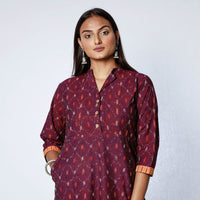 Tyrian Purple Pochampally Ikat Weave Cotton Long Kurta